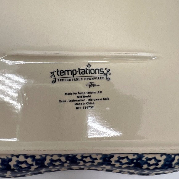 Temptations Old World Blue Handled Soup Mug and Rectangle Tray Dish Stoneware - Picture 5 of 7